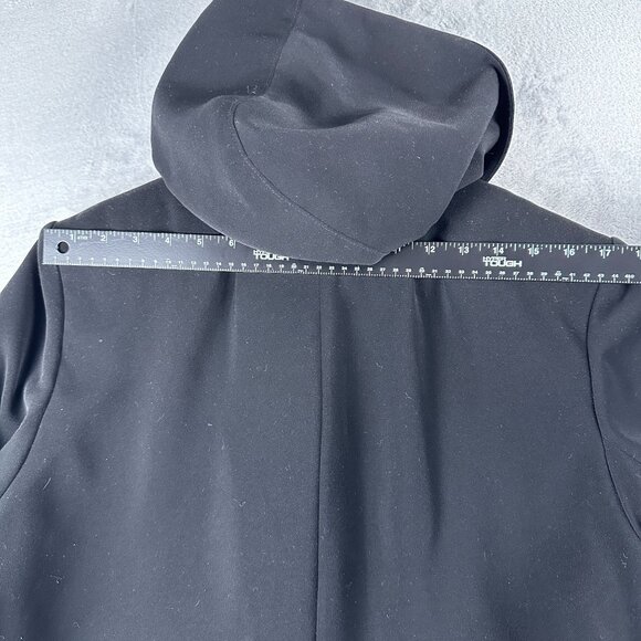 Gallery Maxi Coat Collar Detachable Hood Women's Size Large Button Front Black - Picture 13 of 14